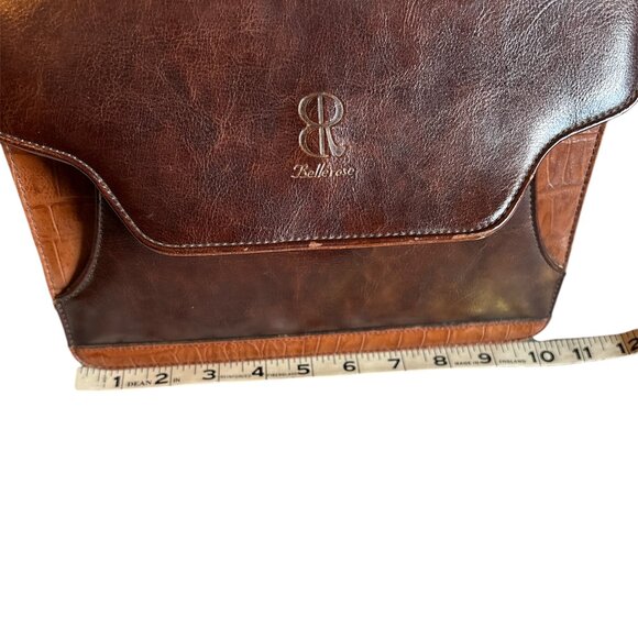 Vintage 1980’s Belle Rose Leather Handbag Very Good Condition Brown/Tan Spacious - Picture 14 of 15